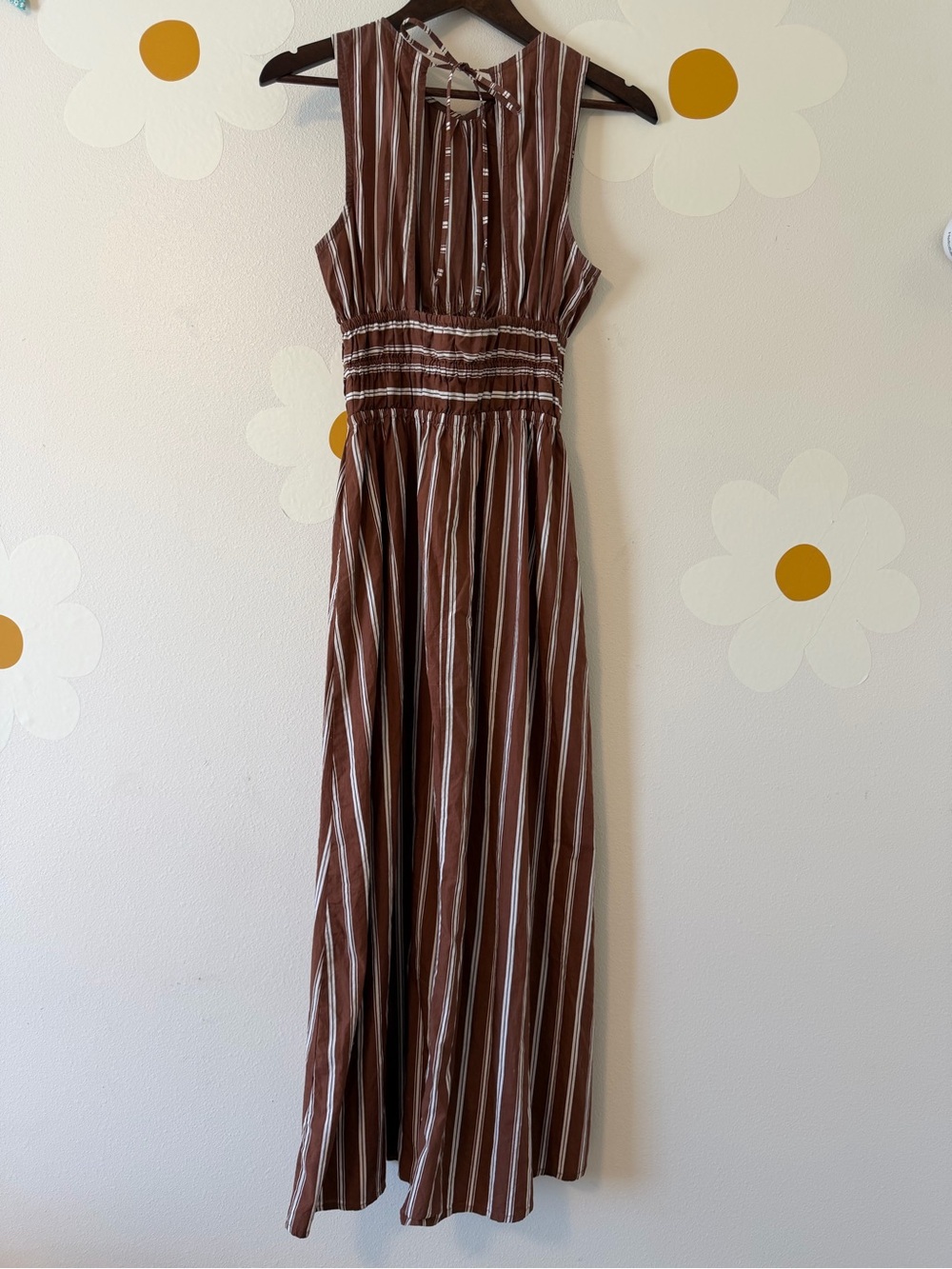 Anthropologie Faithfull The Brand Maya Stripe Cinnamon Keyhole Back Midi Dress - Picture 9 of 14